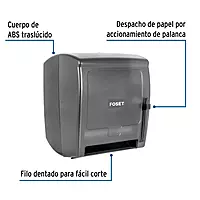 Dispensador de ABS para toalla de papel en rollo,humo, FOSET - ABP-40H / 49274