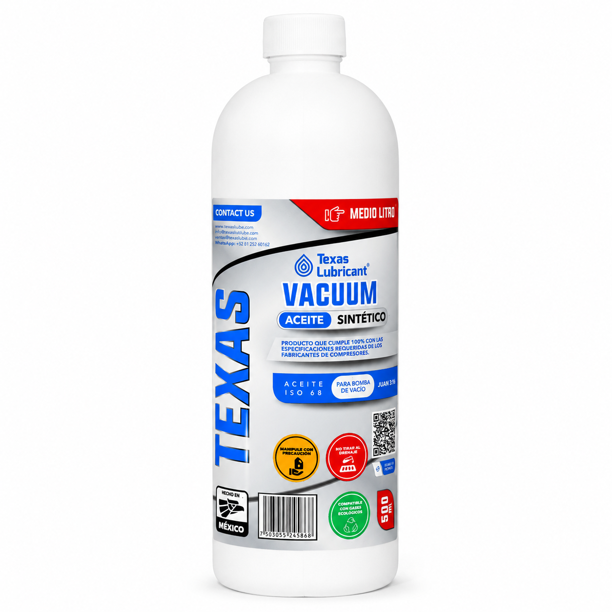 Aceite Mineral para Bomba de Vacio TEXAS, 500 ml - ABV12