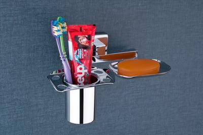 SOAP DISH WITH TUMBLER HOLDER Premium Quality SS304 Grade Piranha Brand Part Code PE-FLZ-103 SOAP DISH WITH TUMBLER HOLDER Premium Quality SS304 Grade Piranha Brand Part Code PE-FLZ-103