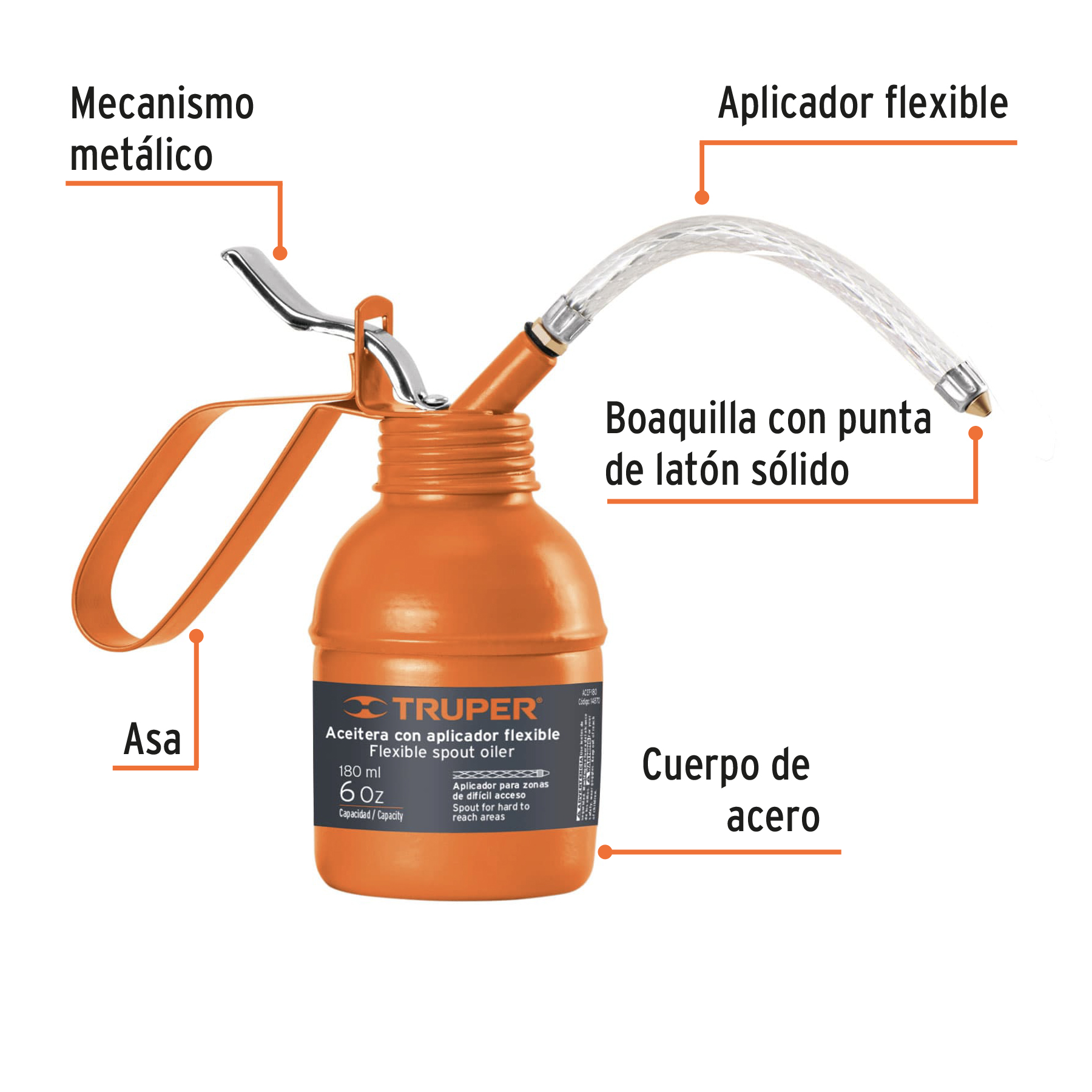 Aceitera de aplicador flexible, 180 ml (6 oz) - ACEF-180 / 14870