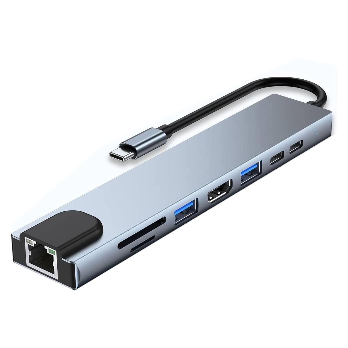Adaptador 8 en 1 TYPE C USB 3.0 SD HDMI LAN