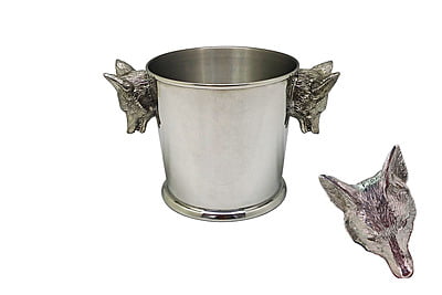 Pewter Medium Size Ice Bucket with Large Fox Head Handles (COMING NOVEMBER 15TH) Pewter Medium Size Ice Bucket with Large Fox Head Handles (COMING NOVEMBER 15TH)