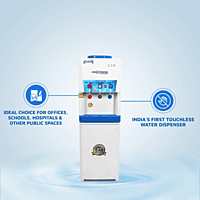 Durable Atlantis floor standing dispenser with dual taps for hot and cold touchless water. Durable Atlantis floor standing dispenser with dual taps for hot and cold touchless water.