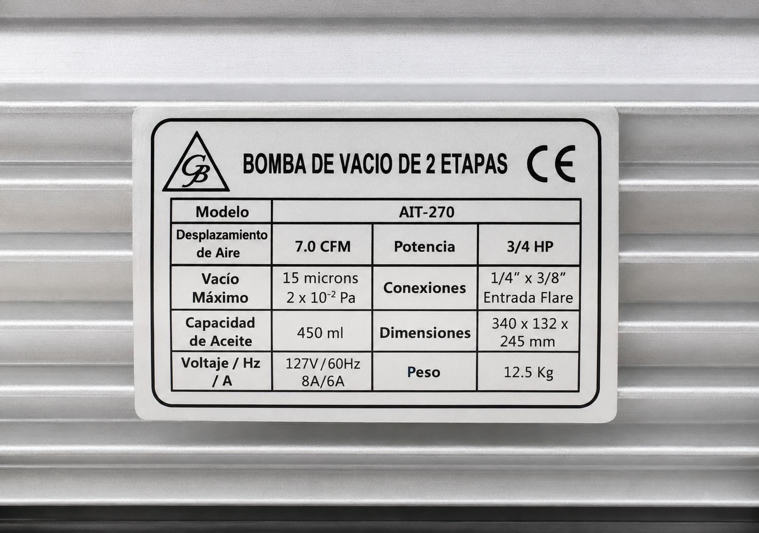 Bomba De Vacio 3/4 Hp 7Cfm Barreto Vp-270 - AIT-270