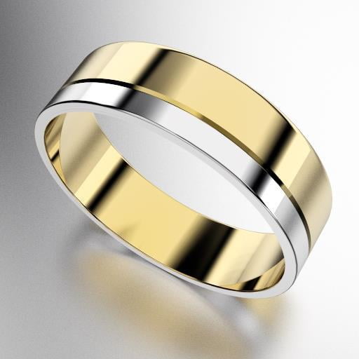 ALIANZAS BICOLOR CINTA CON BANDA SOBRE LA ORILLA 5MM REGULAR FIT - PRECIO POR UNIDAD