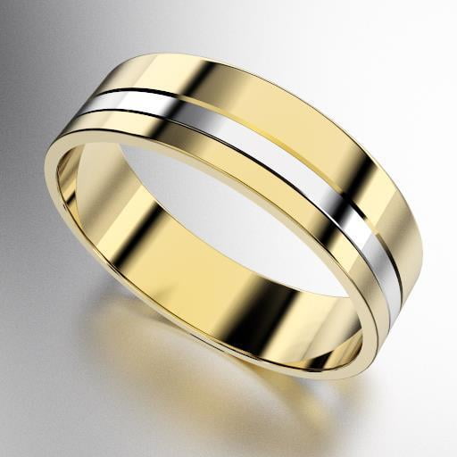 ALIANZAS BICOLOR CINTA CENTRO DEFASADO 5MM REGULAR FIT - PRECIO POR UNIDAD