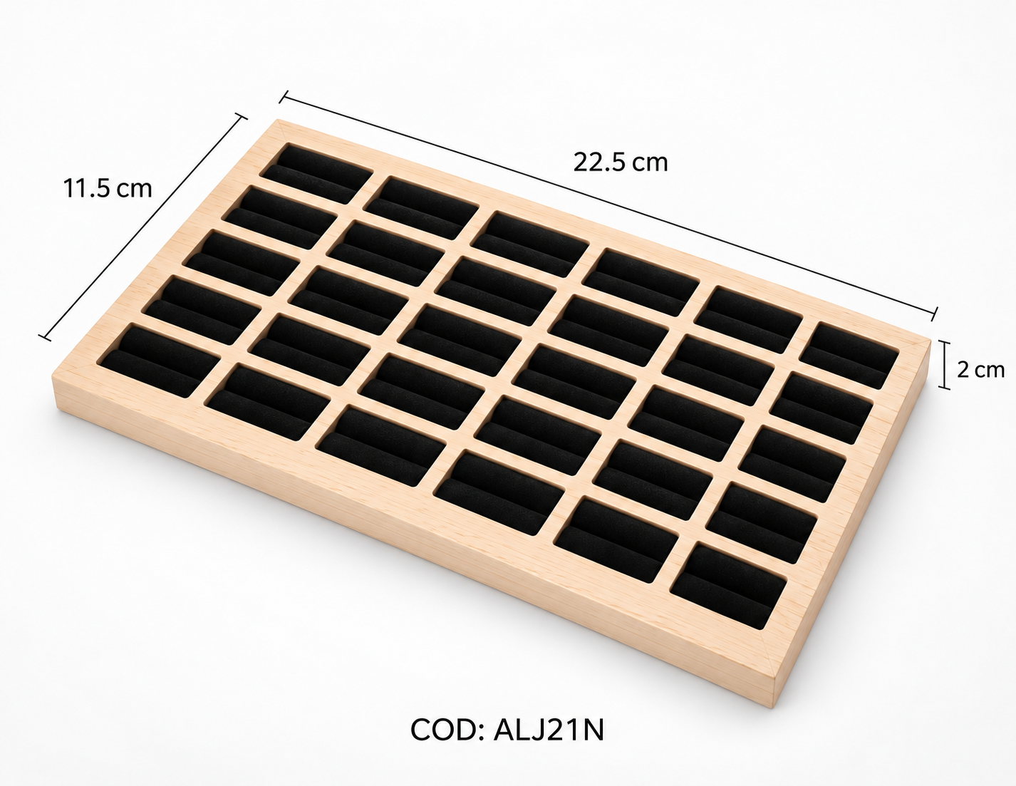 EXHIBIDOR DE ANILLOS PARA 30 UNIDADES EN COLOR NEGRO (22.5 * 11.5 CM) - (ALJ21)