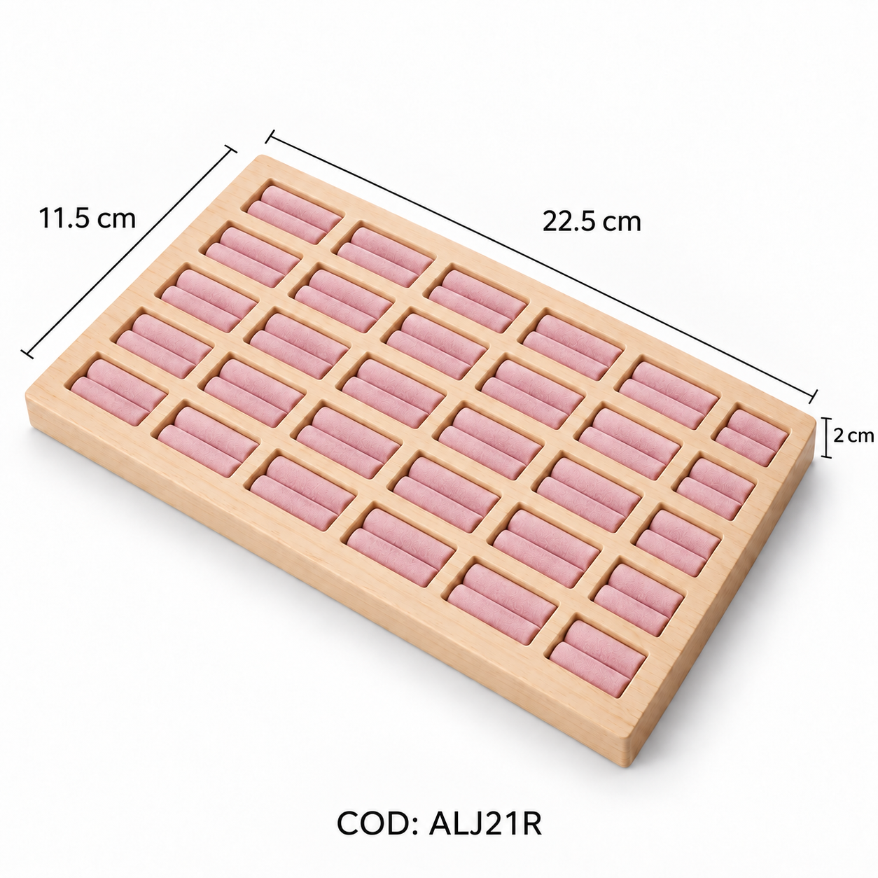 EXHIBIDOR DE ANILLOS PARA 30 UNIDADES EN COLOR ROSA (22.5 * 11.5 CM) - (ALJ21)