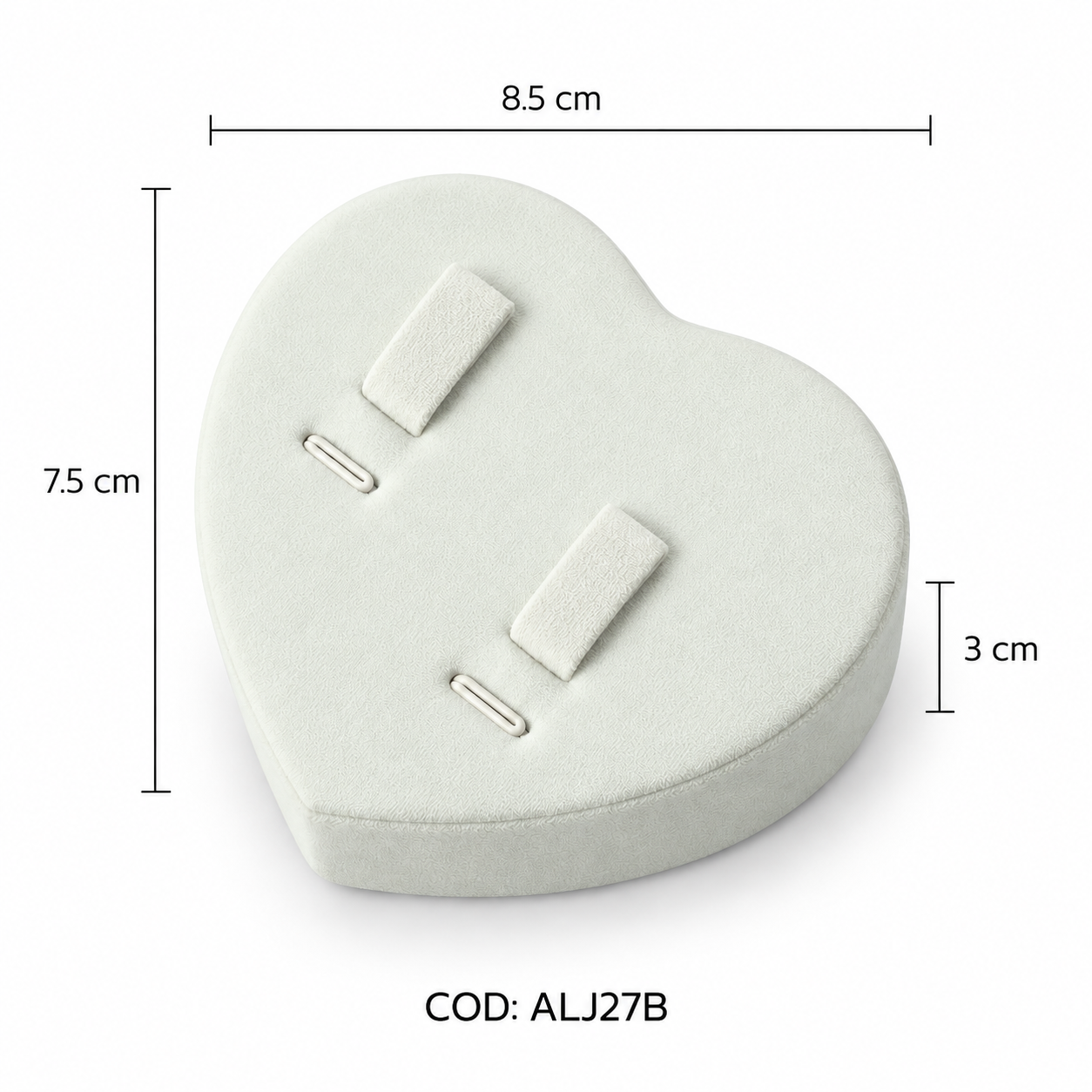 EXHIBIDOR PARA ALIANZAS CORAZON BLANCO (8.5*7.5MM) -  (ALJ27)