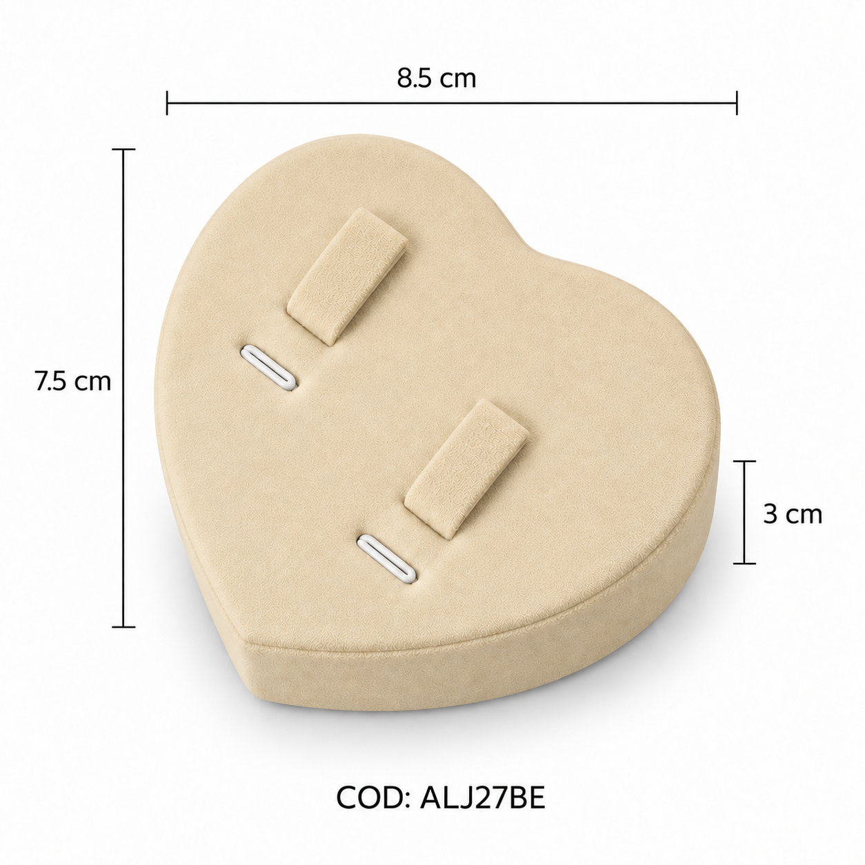 EXHIBIDOR PARA ALIANZAS CORAZON BEIGE (8.5*7.5MM) -  (ALJ27)