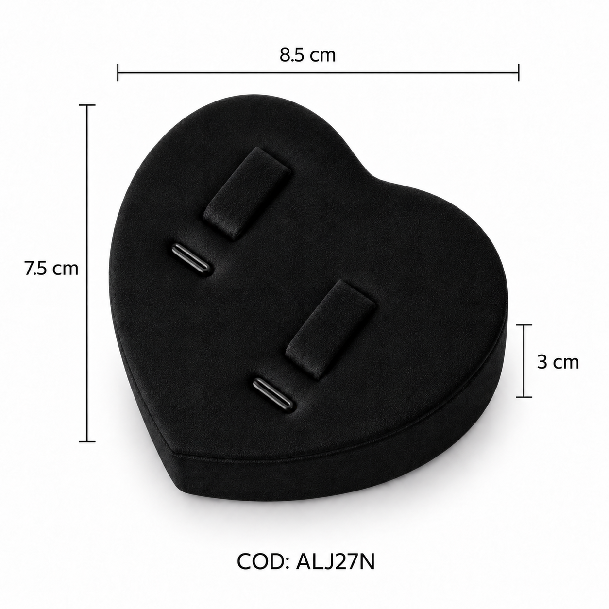 EXHIBIDOR PARA ALIANZAS CORAZON NEGRO (8.5*7.5MM) -  (ALJ27)
