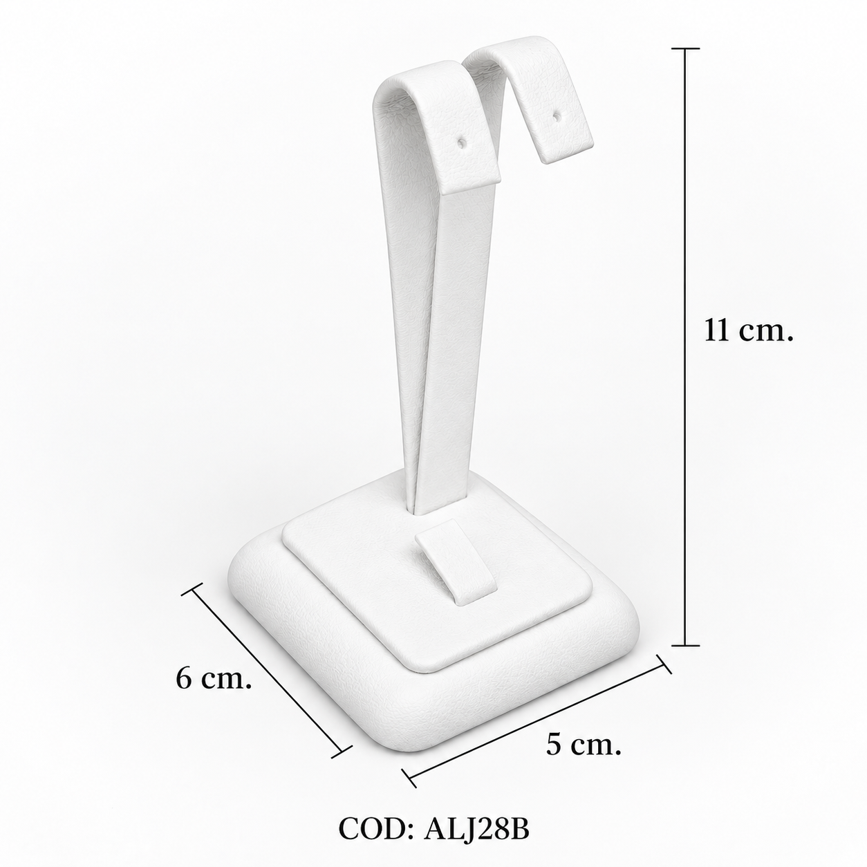 EXHIBIDOR DE PAR DE AROS  + UN ANILLOS  COLOR BLANCO (11CM) - (ALJ28)