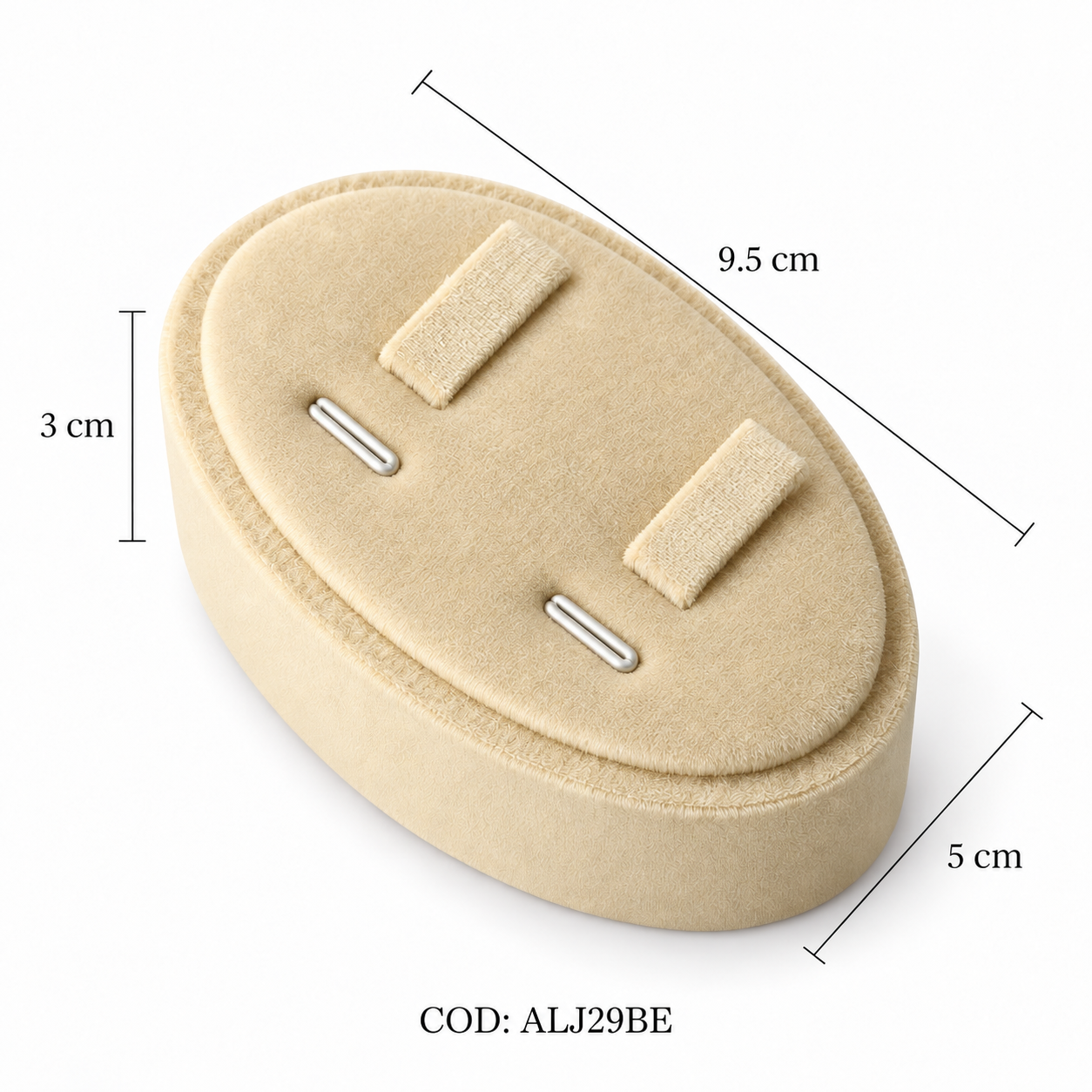 EXHIBIDOR PARA ALIANZAS OVALADO BEIGE (9*5.5CM) - (ALJ29)