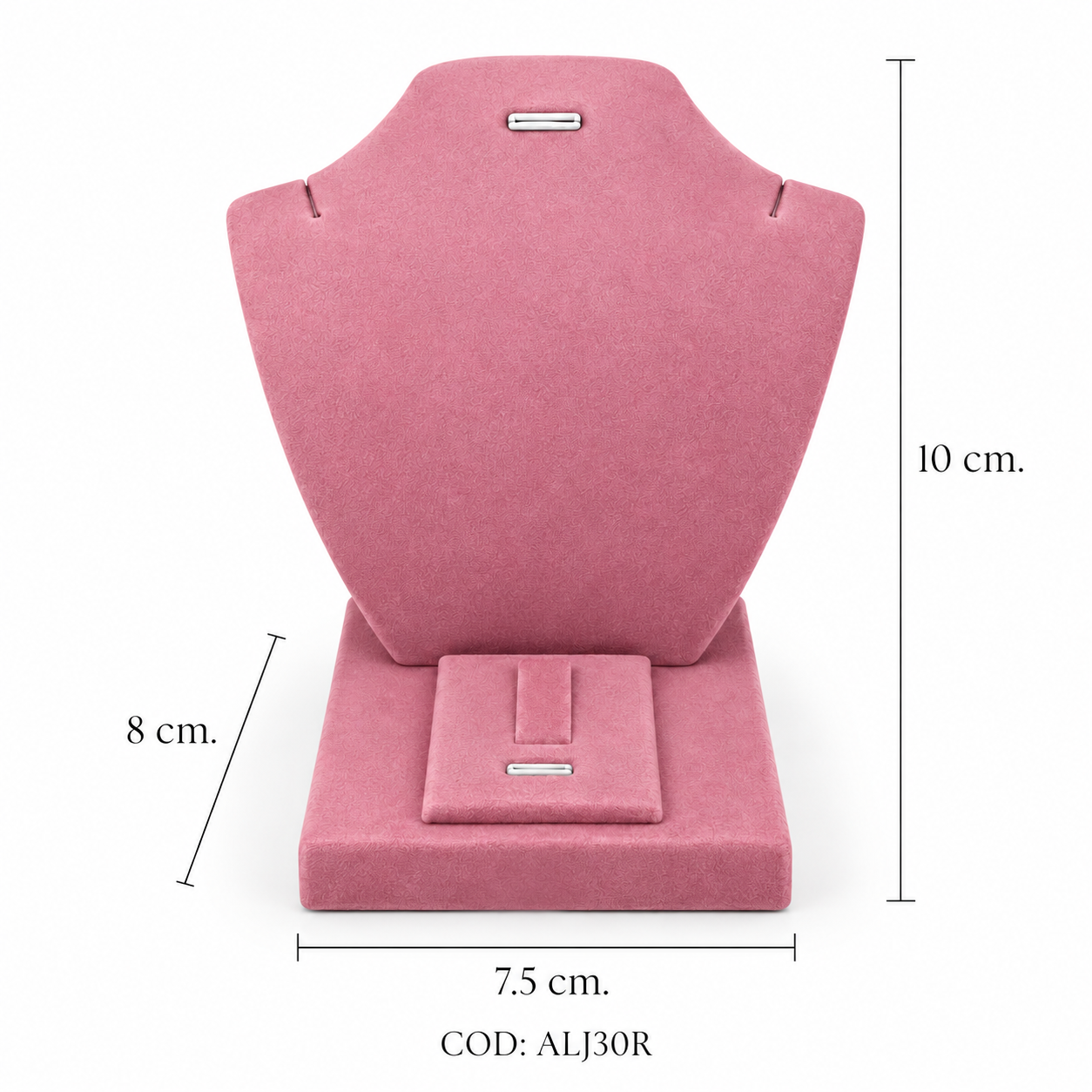 EXHIBIDOR PARA CONJUNTO CADENA Y MEDALLA + UN ANILLO ROSA (10*10CM) - (ALJ30)