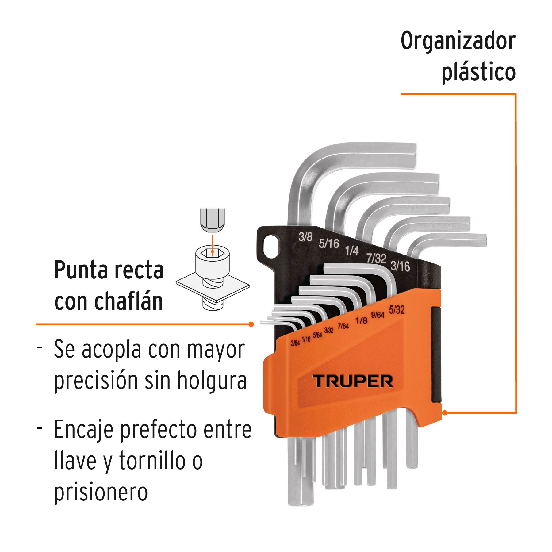 Juego 13 llaves allen std punta hexagonal con organizador - ALL-13P / 15545