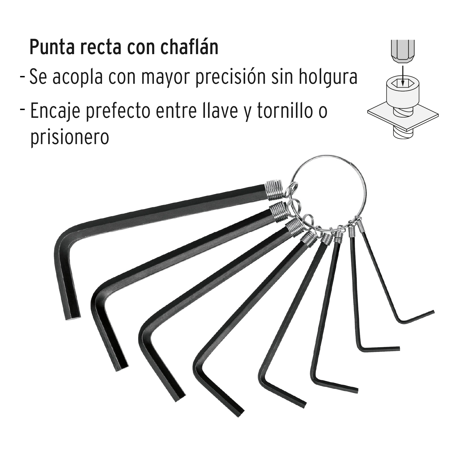 Juego de 8 llaves allen std punta hex tipo llavero, Pretul - ALL-P8P / 21850