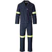 Vintage 100% Cotton Denim Conti Suit - Reflective Arms, Legs & Back - Yellow Tape