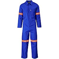 Safety Polycotton Boiler Suit - Reflective Arms Legs & Back - Orange Tape