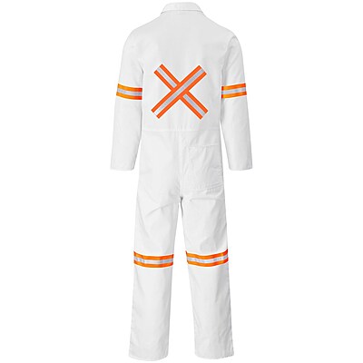 Safety Polycotton Boiler Suit - Reflective Arms Legs & Back - Orange Tape