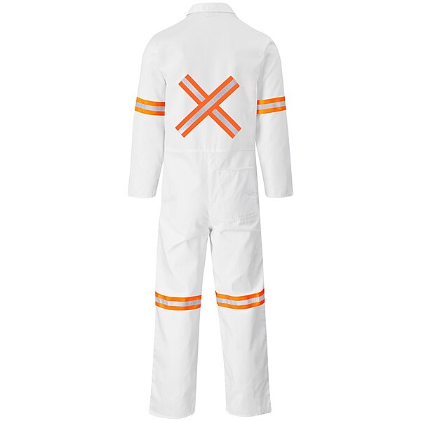 Safety Polycotton Boiler Suit - Reflective Arms Legs & Back - Orange Tape