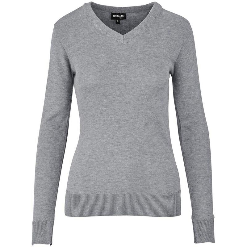 Ladies Long Sleeve Peru V-Neck Jersey - Grey