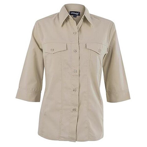 Ladies 3/4 Sleeve Sally Casual Shirt - Stone