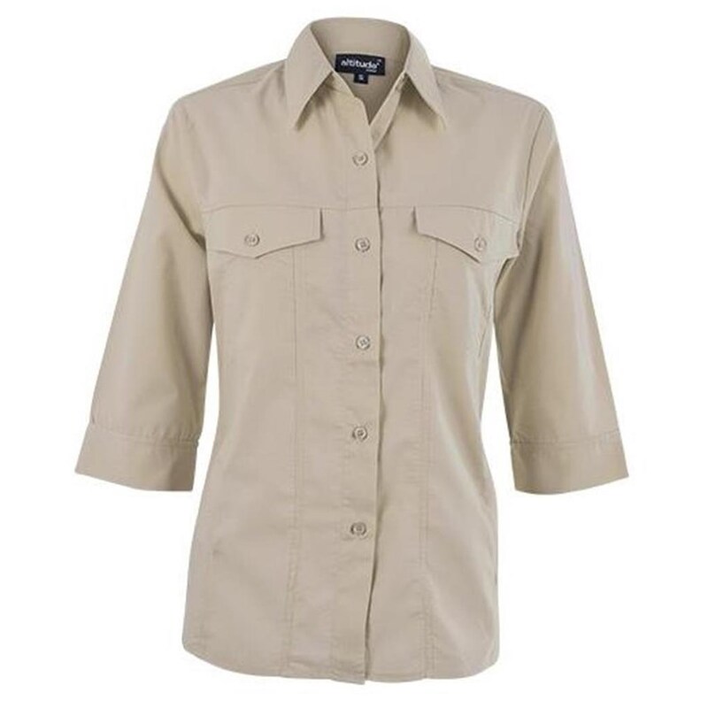 Ladies 3/4 Sleeve Sally Casual Shirt - Stone