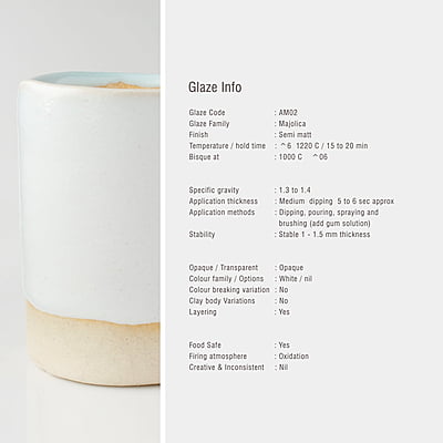 Sara Mid Fire Majolica Semi Matt White AM02