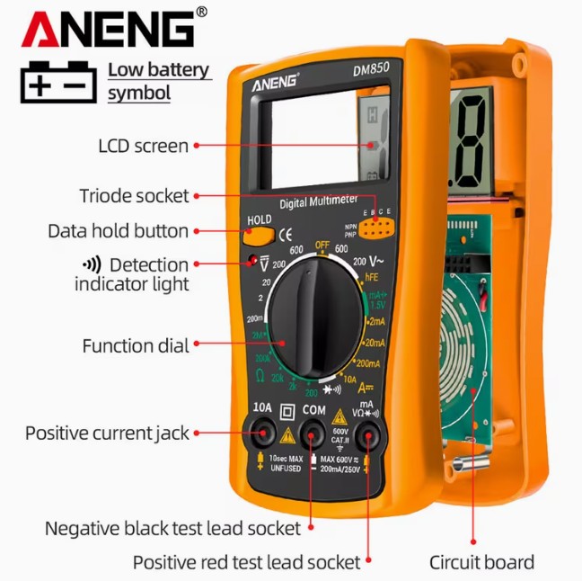 ANENG DIGITAL MULTIMETER YELLOW