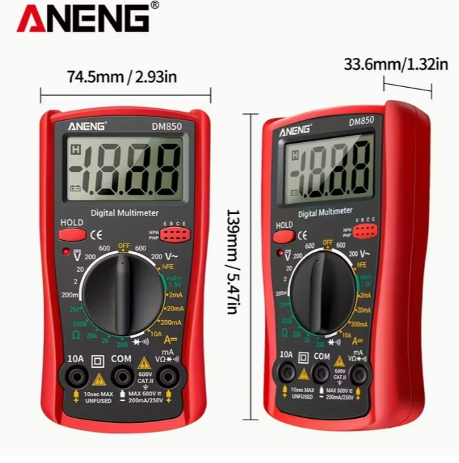 ANENG DM850 DIGITAL MULTIMETER (RED)