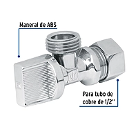 Llave angular, 1/2 x 1/2',1/4 de vuelta, con barrilito - ANG-01B / 49111