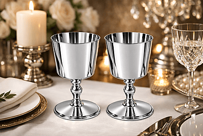Pr Silver Plated Goblets English Silver Plate. SKU #: ANT3279.