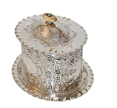 Biscuit Box, Oval Embossed English Silver Plate c.1880.SKU:ANT3969 Biscuit Box, Oval Embossed English Silver Plate c.1880.SKU:ANT3969