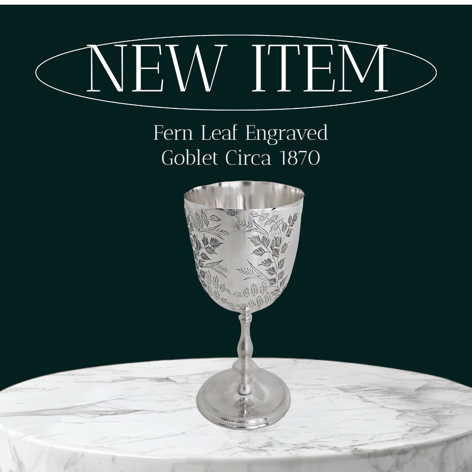 Goblet Fern Engraved 6"h English Silver Plate c.1870.SKU:ANT4191