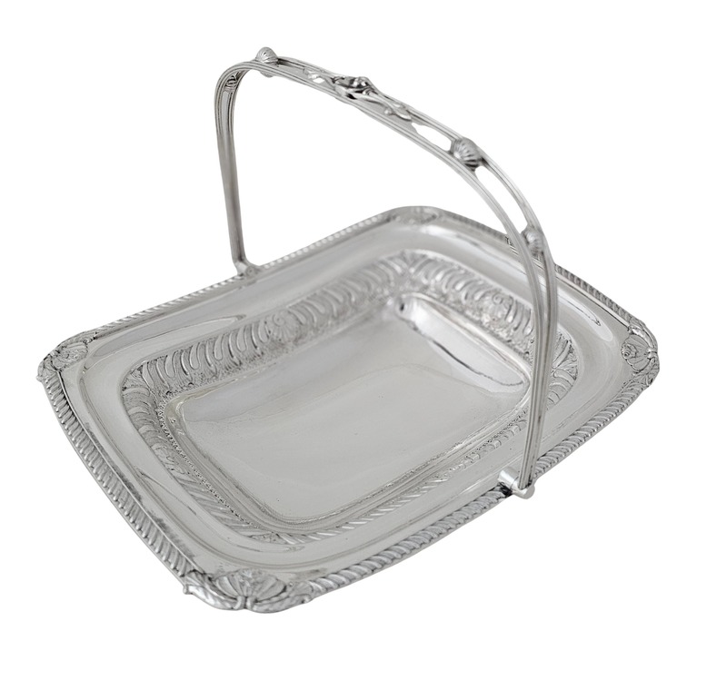 Rectangular Embossed Basket English Silver Plate c.1860.SKU:ANT4237