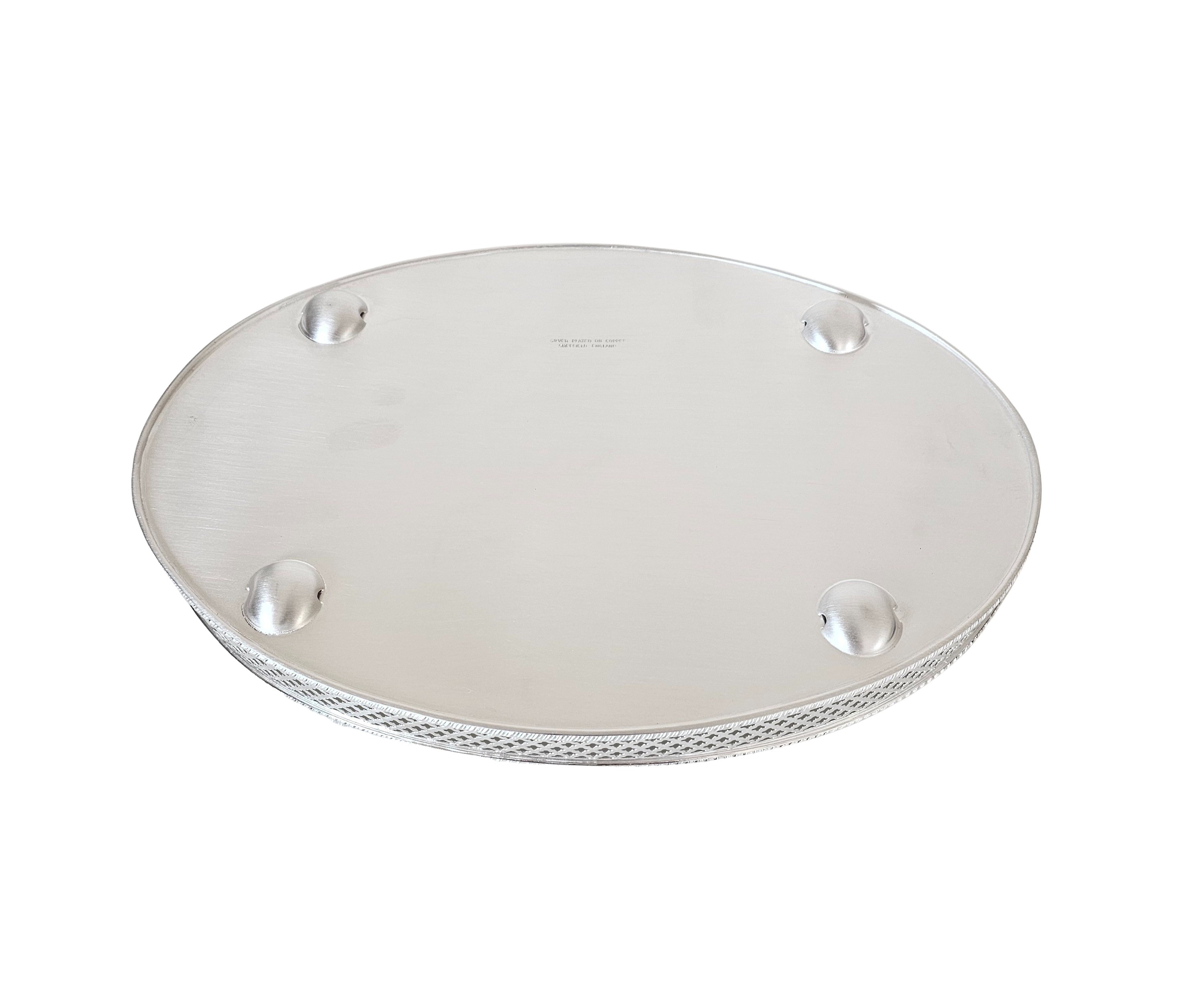 Gallery Tray Oval Engraved 12" x 8" x 1.25" English Silver Plate .SKU:ANT4404