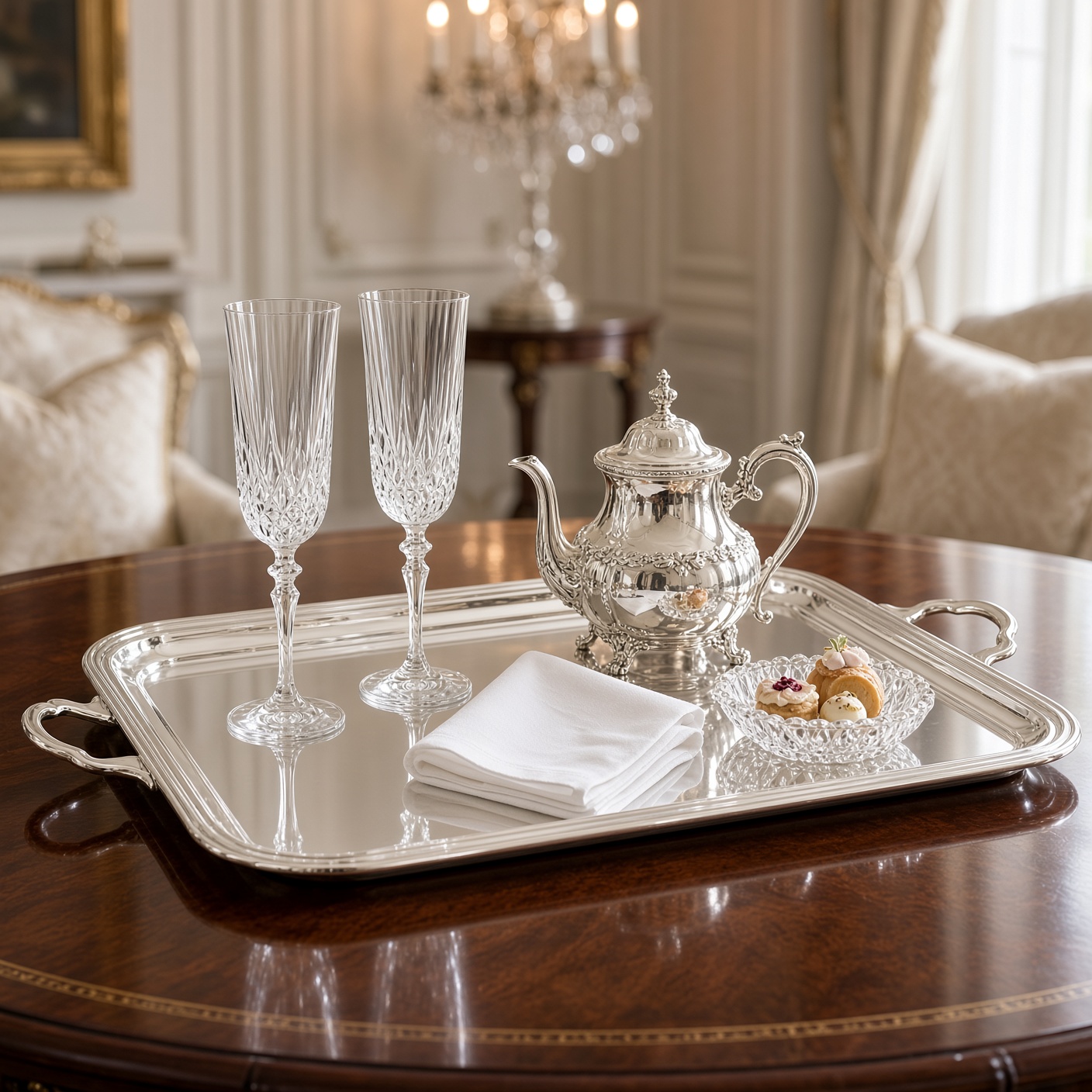 Hotel Silver Plain Border 2 Handle Tray 20"c.1960. SKU #: ANT8865/20.
