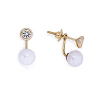 ARO A ROSCA COLGANTE CURVO CON PERLA DE CULTIVO (6MM)