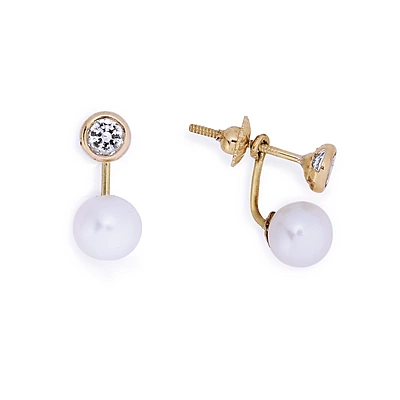 ARO A ROSCA COLGANTE CURVO CON PERLA DE CULTIVO (6MM)