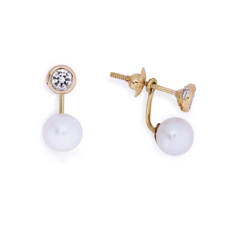 ARO A ROSCA COLGANTE CURVO CON PERLA DE CULTIVO (6MM)