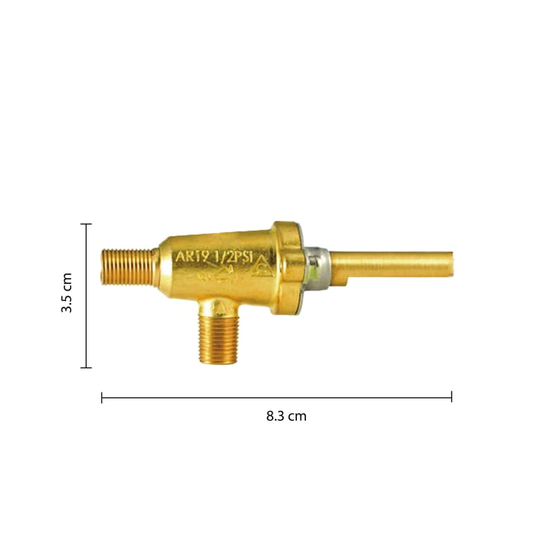 AR19-L1 "Valvula de paso con sistema de seguridad BTU: 33,000 Inlet: 1/8"" -27NPT Outlet: 3/8"" -27UNS-2A" AR19-L1 "Valvula de paso con sistema de seguridad BTU: 33,000 Inlet: 1/8"" -27NPT Outlet: 3/8"" -27UNS-2A"