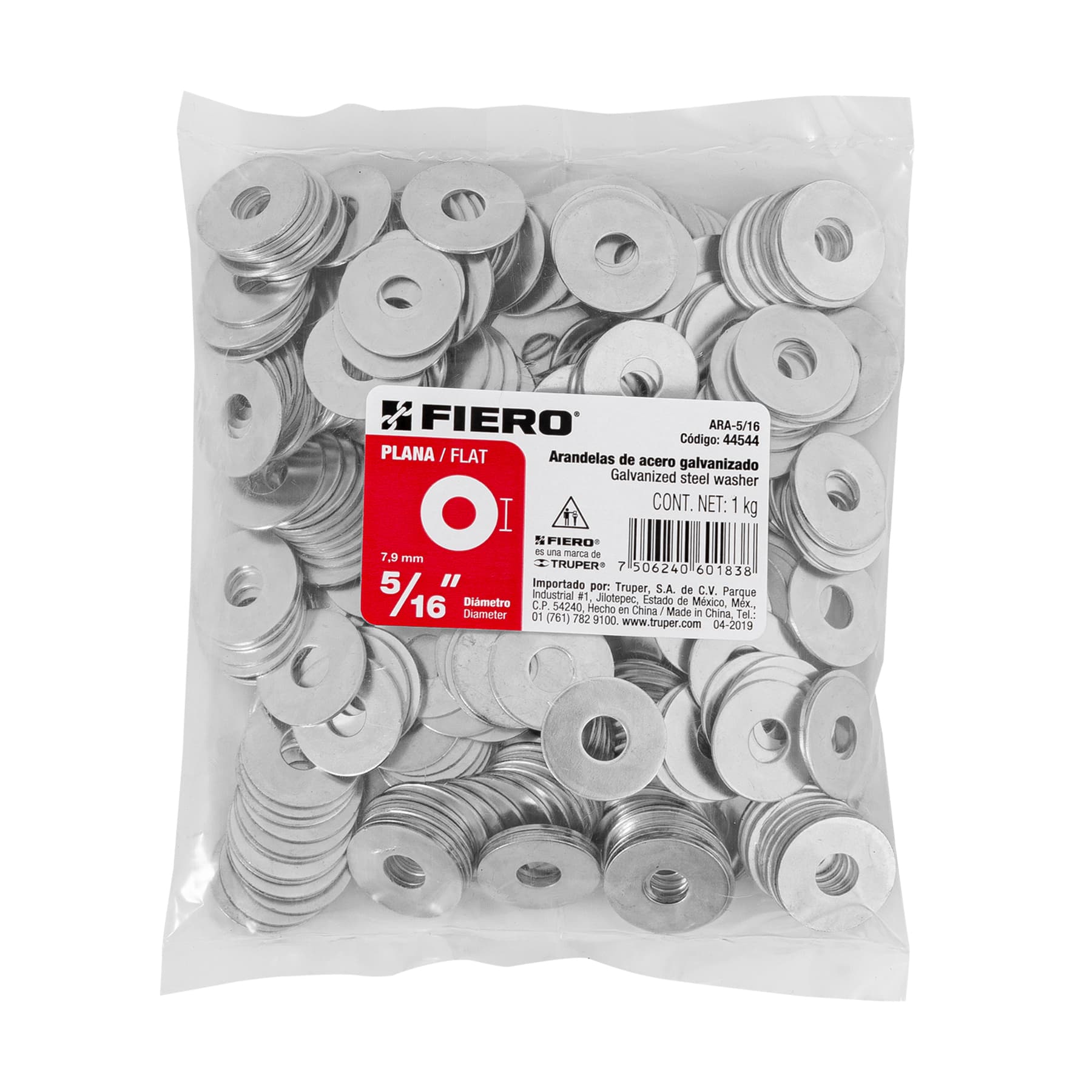 Bolsa con 1 kg de arandelas planas de 5/16' - ARA-5/16 / 44544