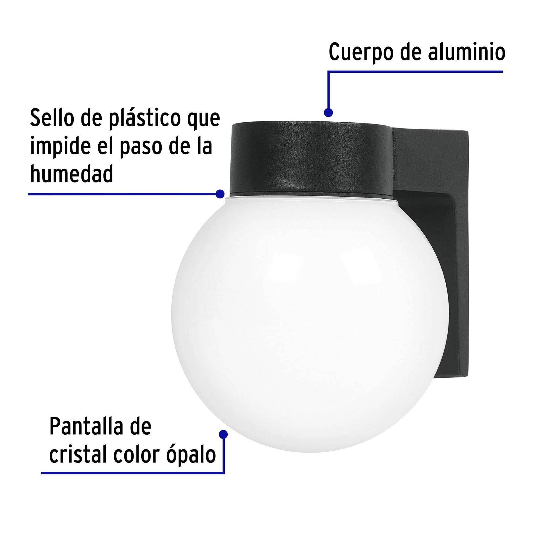 Arbotante de pared tipo globo, lámpara no incluida, Volteck - 47286 - ARB-001S - Caja con 1 Pieza – Master 8