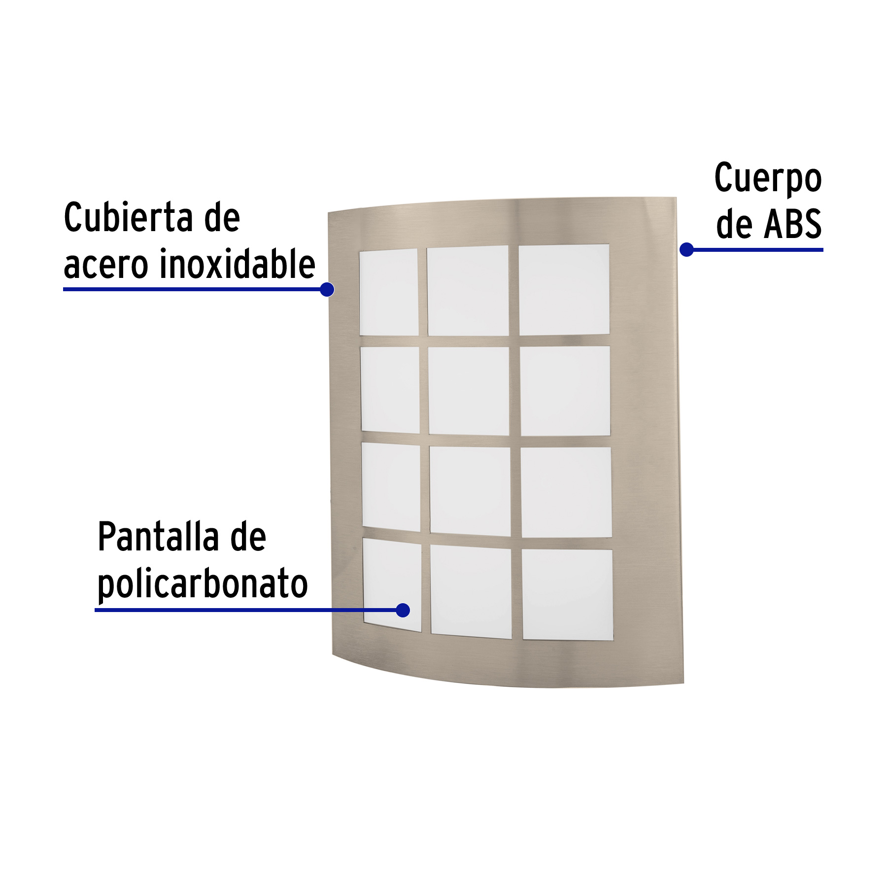 Arbotante decorativo de LED 15 W acero inoxidable luz cálida - 48011 - ARB-003L - Caja con 1 Pieza – Master 20