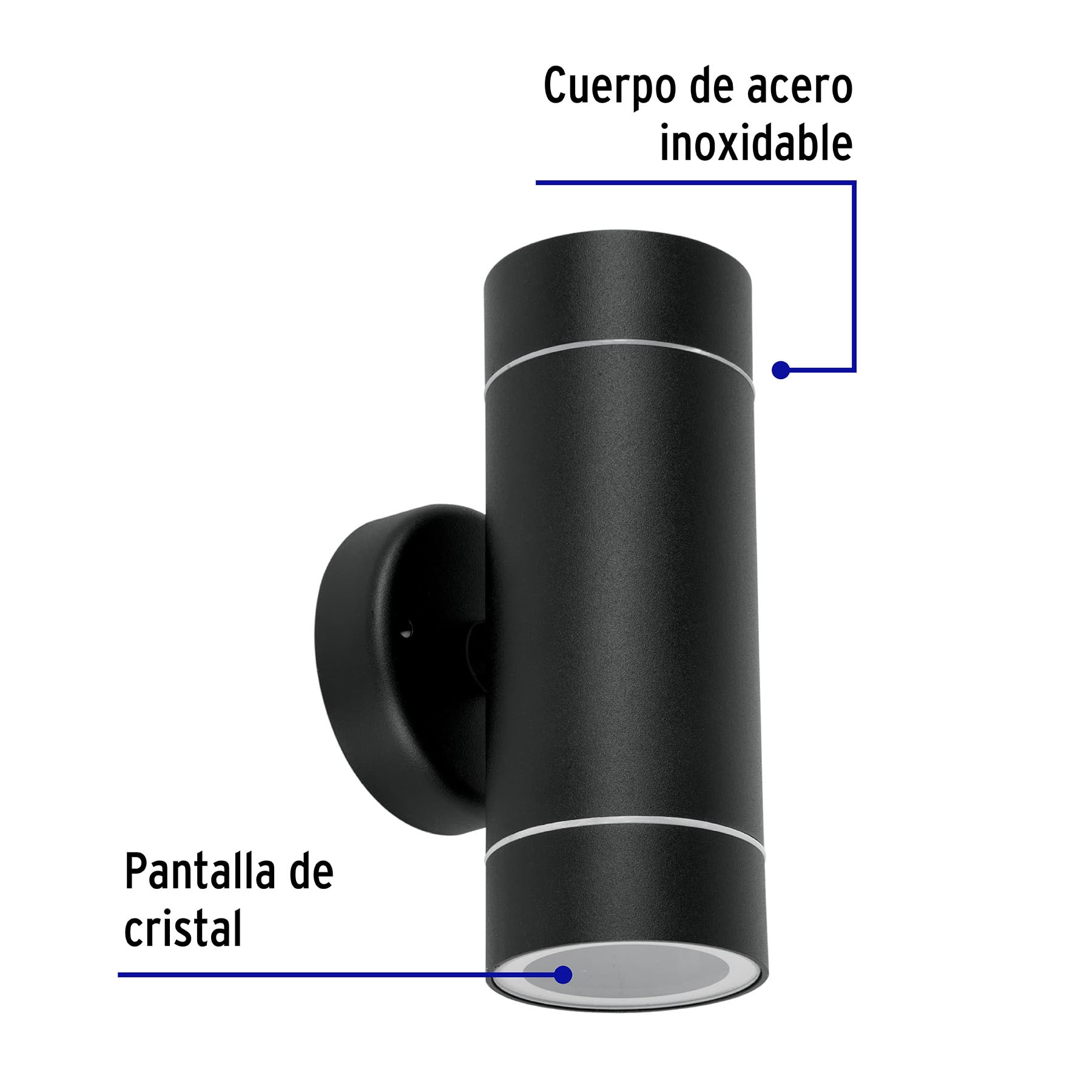 Arbotante de acento 2 spots negro, lámparas no incluidas - 48144 - ARB-204S - Caja con 1 Pieza – Master 20