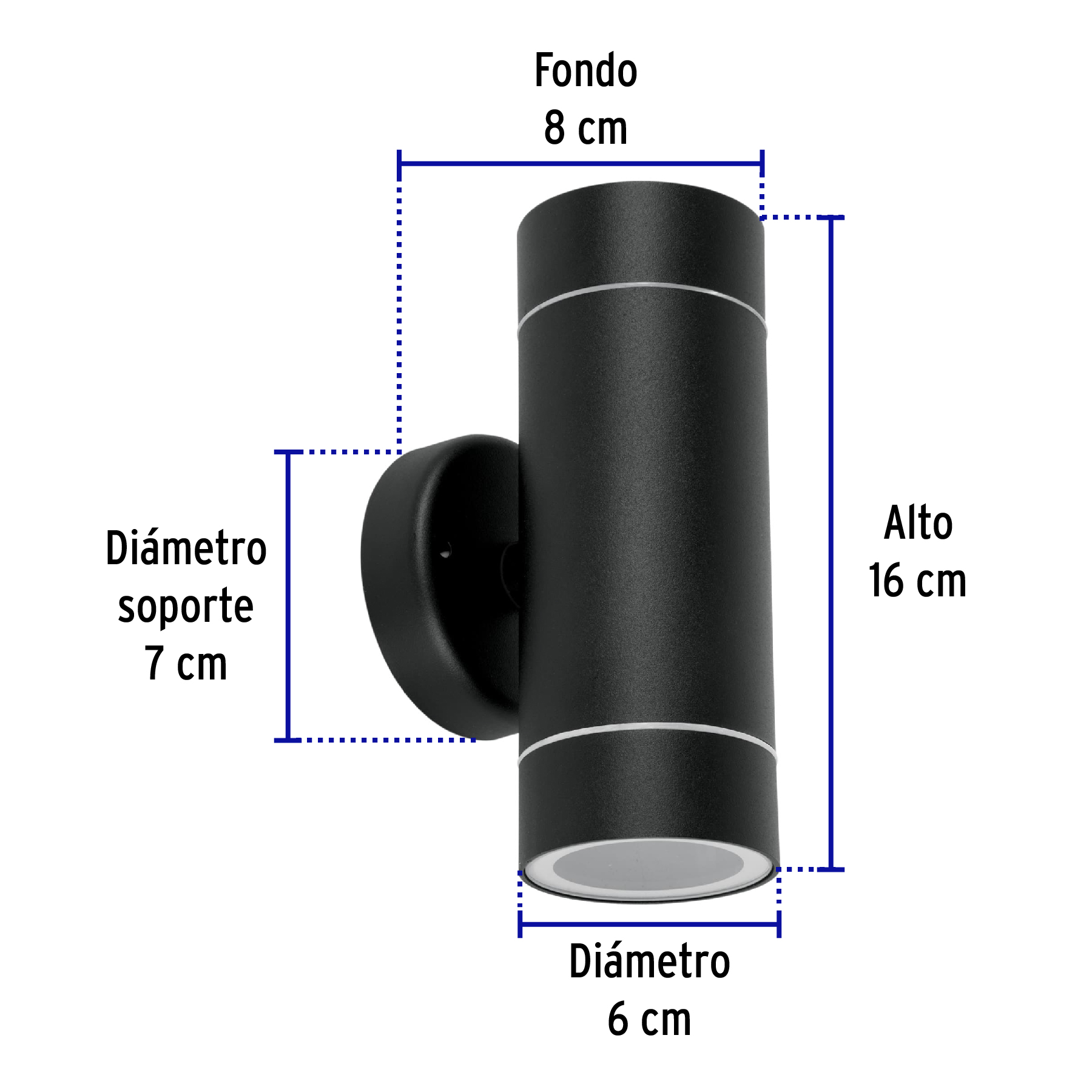 Arbotante de acento 2 spots negro, lámparas no incluidas - 48144 - ARB-204S - Caja con 1 Pieza – Master 20