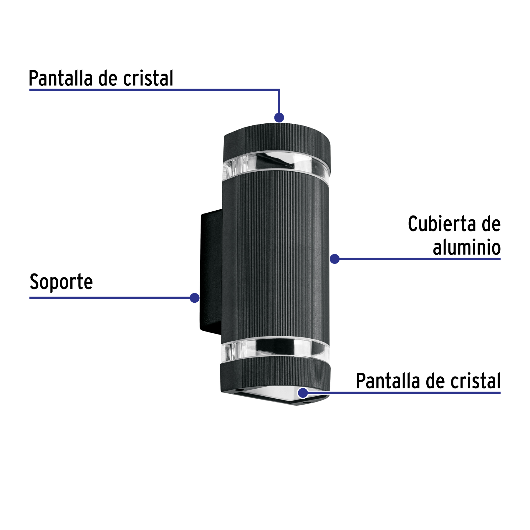 Arbotante exterior con 2 spots, lámparas no incluidas, negro - 45408 - ARB-210S - Caja con 2 Pieza – Master 24