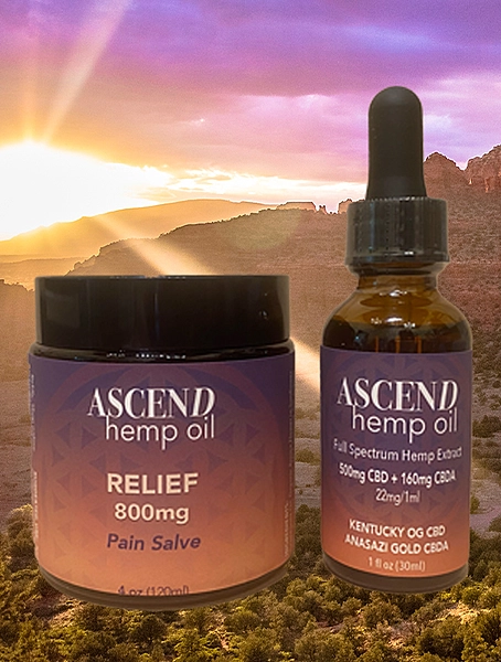 Relief 800 salve and Kentucky OG 500 mg CBD + Anasazi Gold 160mg CBDA oil