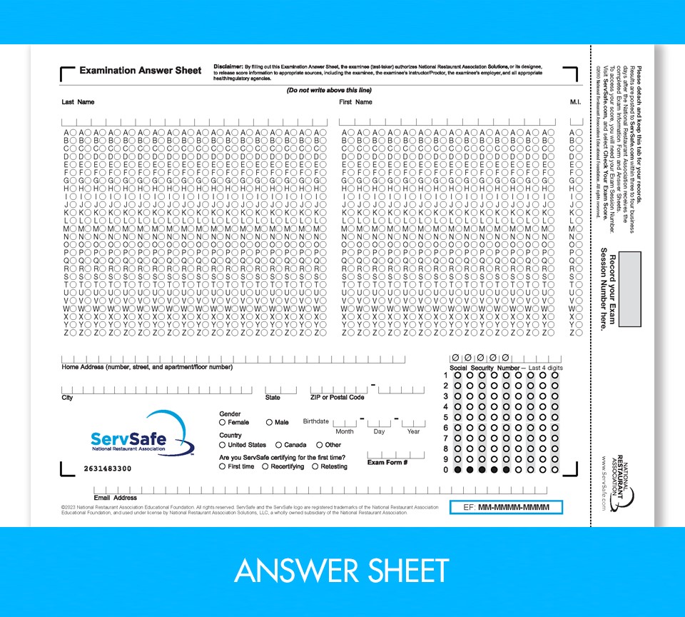 ServSafe Manager Exam Answer Sheet