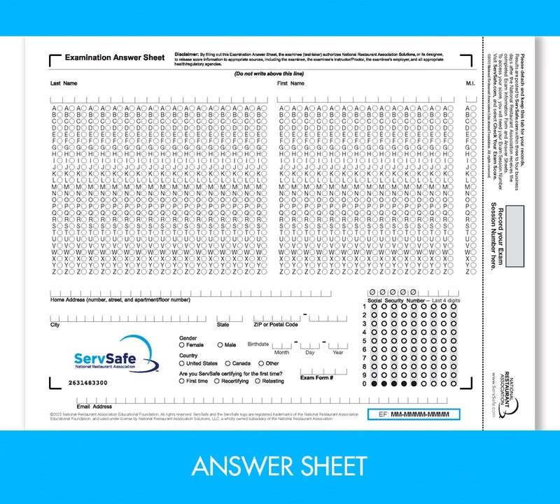ServSafe Manager Exam Answer Sheet